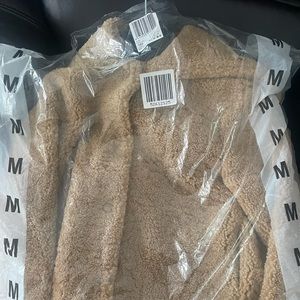 MANGO Hooded faux shearling jacket - Medium plane BRAND NEW